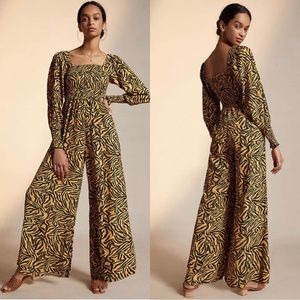 NWT ANTHROPOLOGIE Kachel Tiger- Striped Jumpsuit US 6